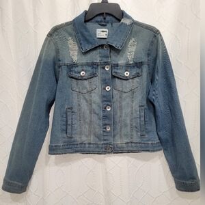 Ci Sono Distressed Stretch Denim Jean Jacket Medium Wash Women's Size M
